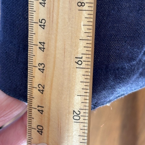 VINTAGE CHRISTINE DAMEN 100%‎ Linen Navy Blue Dress Long Maxi Short Sleeve Beach - Picture 13 of 14